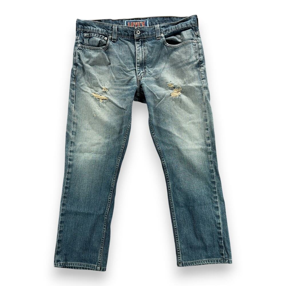 Levis Jeans Mens 38x29 Blue 511 Skinny Stretch Distressed Dark Denim 38x32 Tag